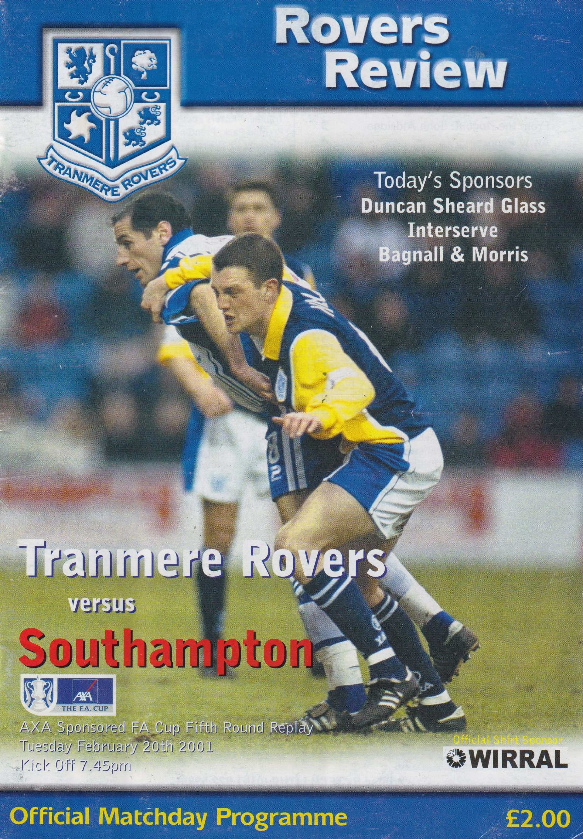 Tranmere Rovers v Southampton match programme
